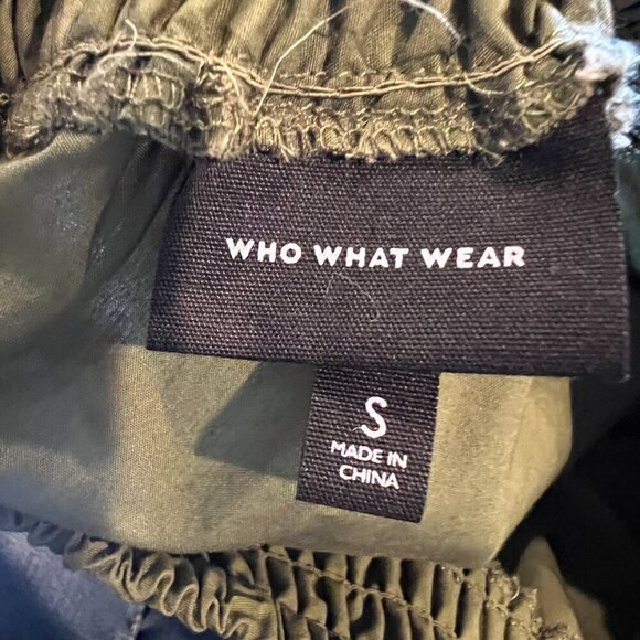 Who What Wear Olive Green Puff Short Sleeve‎ Cut Out Midi Dress Size Small - Picture 3 of 13